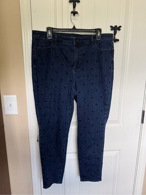 Talbots Dark Blue Skinny Jeans with Black Bow Motif
